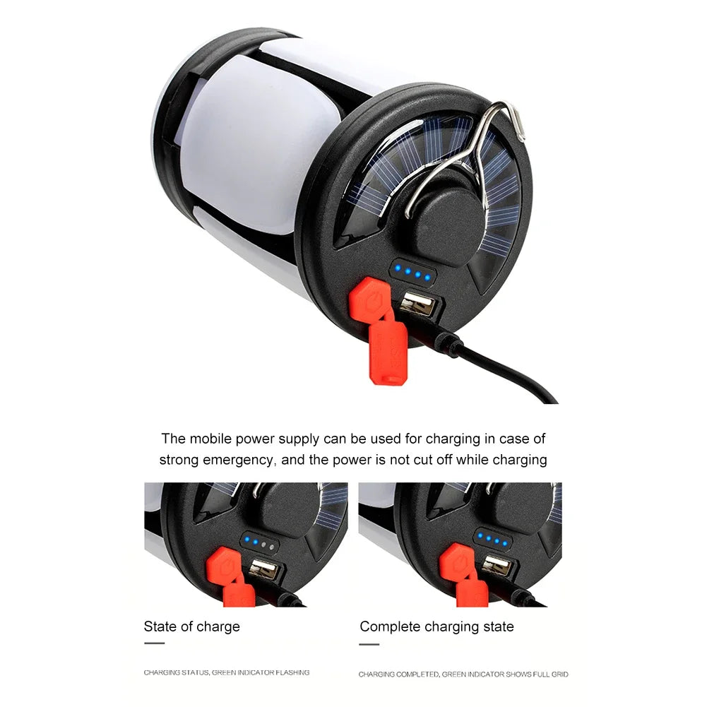 Rechargeable LED Camping Lantern With folding LED floodlight Portable Tent Light With 3 Light Modes For Camping, Hiking, Fishing