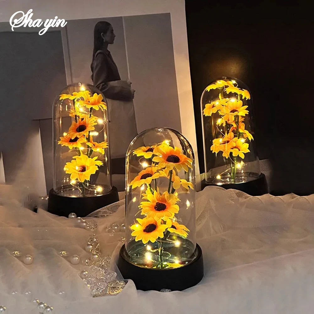 Graduation season gift small sunflower plastic set Mother's Day send wife send mother Valentine's Day eternal flower gift Birthd