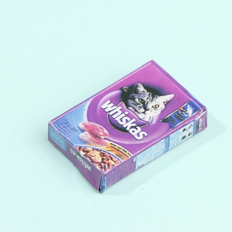 1/12 Dollhouse Miniature Pet Dog Cat Food with Bowl Kitchen Garden Decor Doll House Accessories