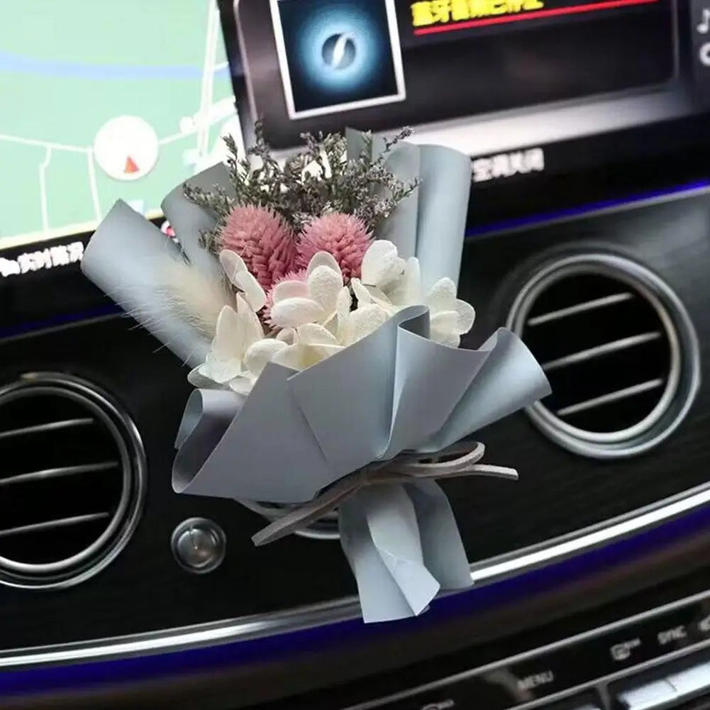 Valentine's Day Dried Flowers Bouquet Auto Perfume Air Vent Clip Mini Bouquet Eternal Flower Car Interior Ornament Holiday Gifts