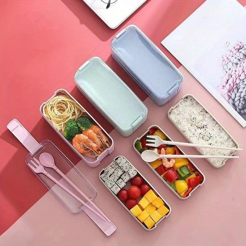 Three Layer Bento Box with Detachable Spoon and Fork, Suitable for Workers and Students, Lunch Box for The Back of School Season