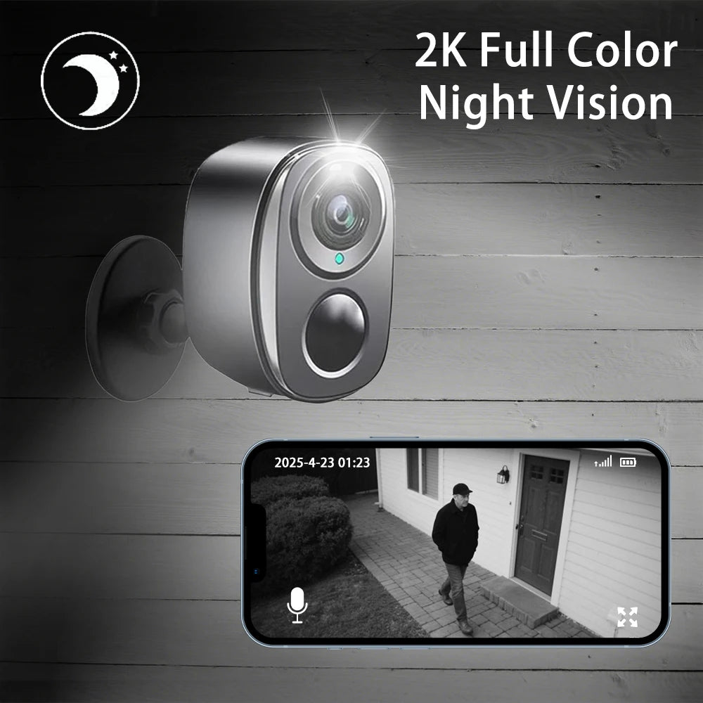 WiFi Security Cameras Wireless Outdoor, 2K Battery Powered Camera AI Motion Siren, Color Night Vision, IP66 WaterproofHOme