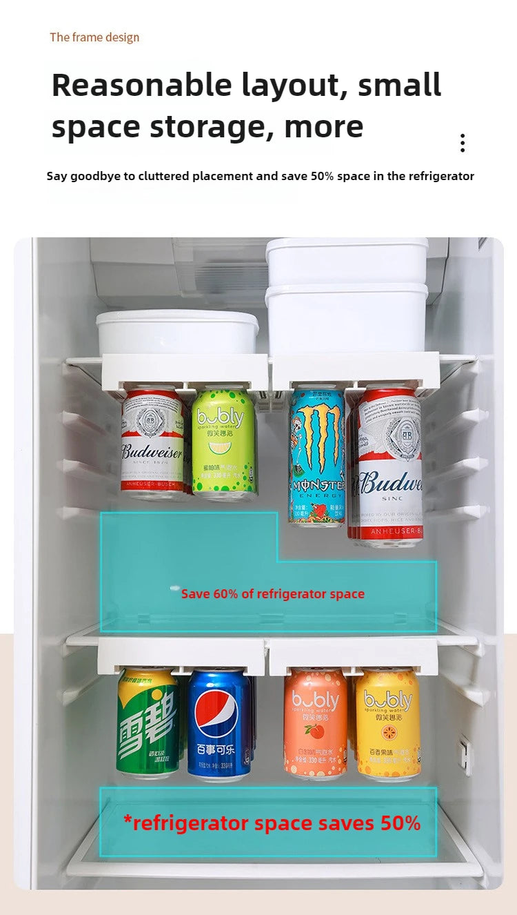 Refrigerator Storage Cabinet Drawer Can Dispenser Beverage Rack Plastic Food Storage Rack  Fridge Organizer Kitchen