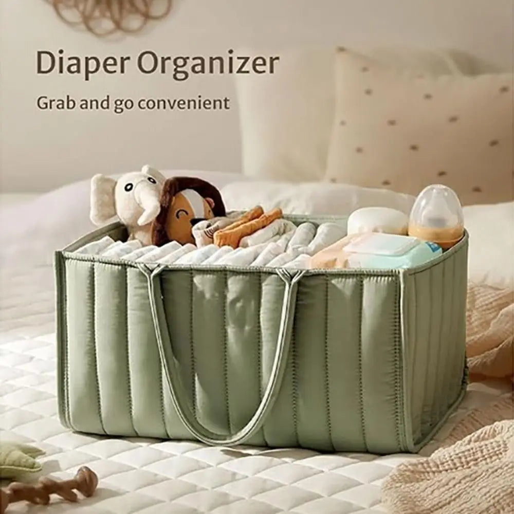 Large Capacity Baby Diaper Storage Bag Portable Handle Baby Wipes Organizer Divided Design Waterproof Diaper Storage Handbag