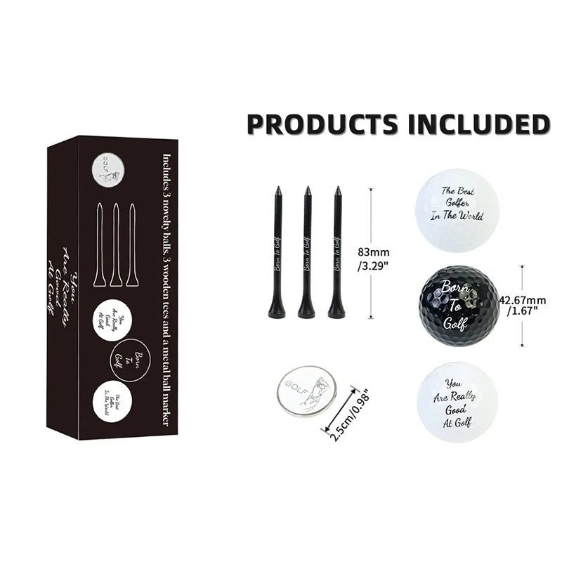 Funny Golf Gifts Set for Men Novelty Golf Gift Included 3 Golf Balls + 3 Golf Tees + 1 Ball Marker Perfect Golfer Gift