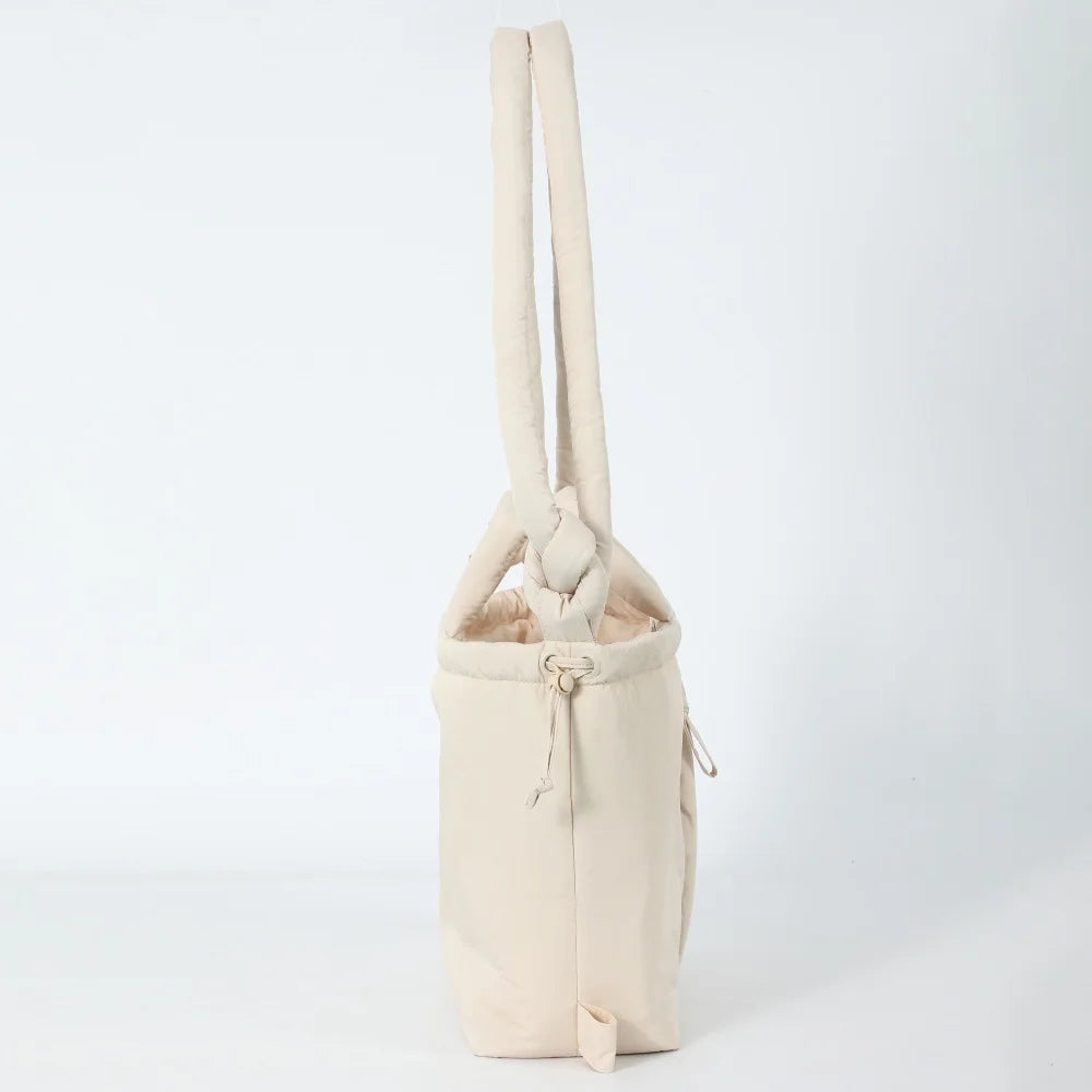 Puffer Backpack For Women Handbag With Top Handle Shoulder Bag Soft Lightweight Drawstring Puffy Tote Carry On Bag