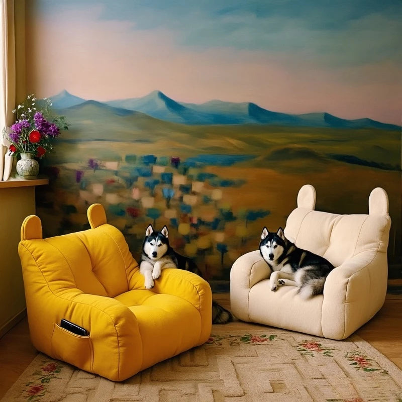 Cat Sofa Bed with Cartoon Design, Detachable Washable Pet Bed for Indoor Cats, Support Up To 2.72KG, Cozy Pet Furniture Gifts