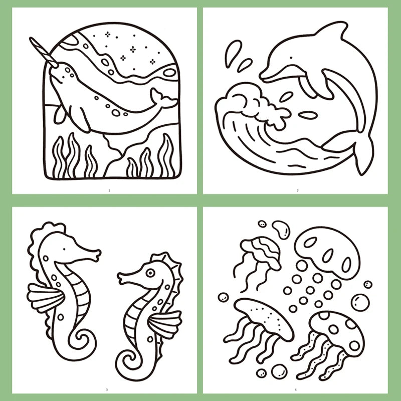 1 Book, 24-page Fun Coloring Book, Animal World, Girl's Time, Ocean Animal Theme, Children and Adult Drawing Picture Book