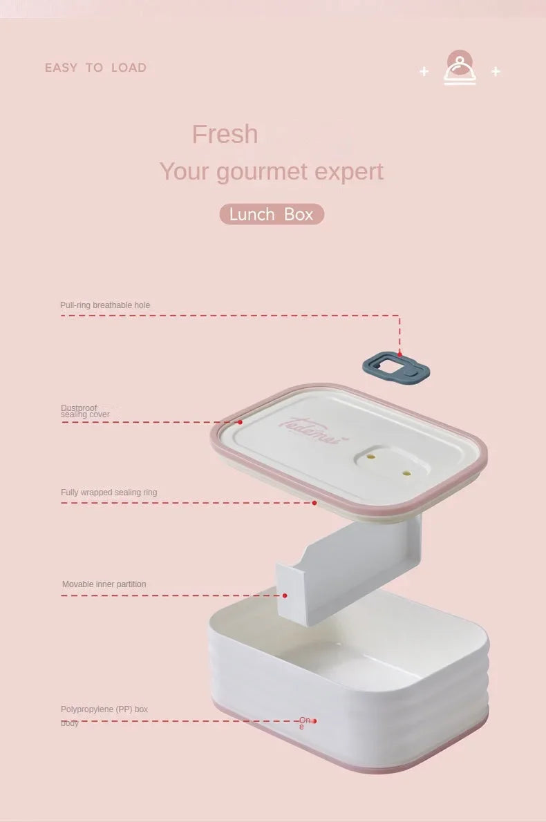 Bento Lunch Box  Sealed Leak Proof Cute Anti Drop Safe for Students Suitable for Microwave Heating Children's Lunch Box