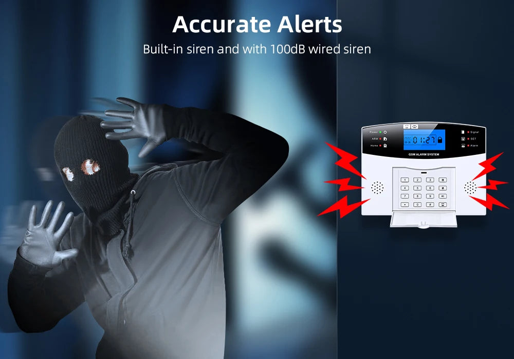 GSM WiFi Smart Alarm System Wireless DIY Smart Home Security System With APP Control Works with Alexa for Houses Apartments