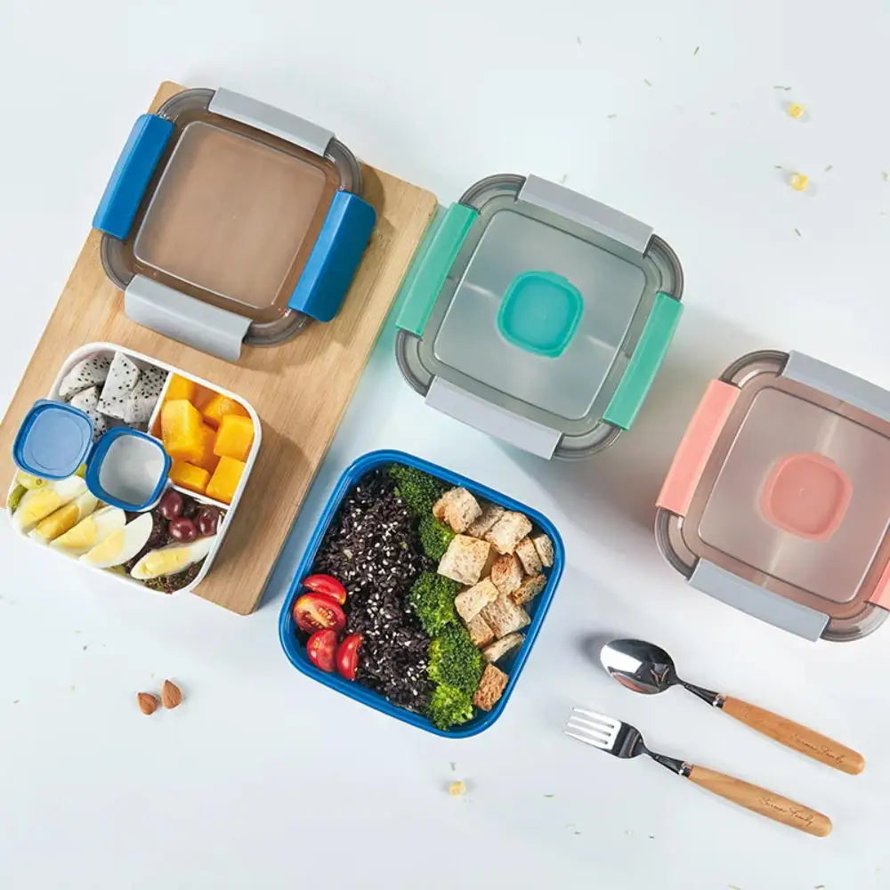 1100ml/1500ml Portable Lunch Box Container 2 Layer Grid Salad Bowl Bento Boxes Salad Bowls Lunch Box Lunch Container for Food