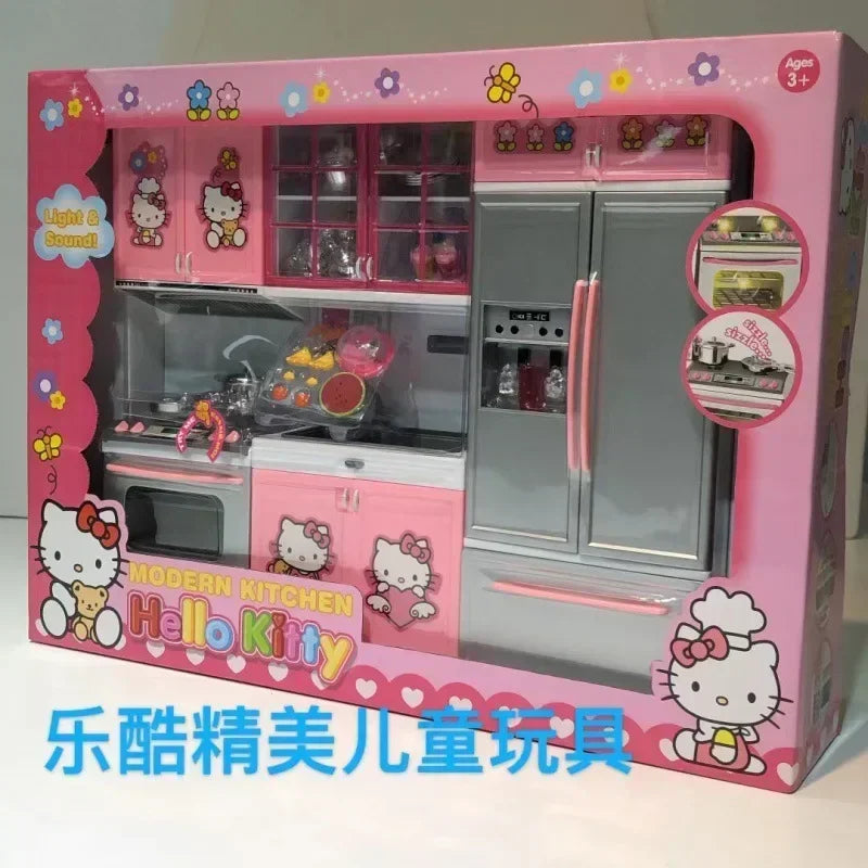 Hello Kitty Cat Girl Children's Simulation Mini Kitchen Can Be Cooking Toy Set  for Kids Christmas Gifts