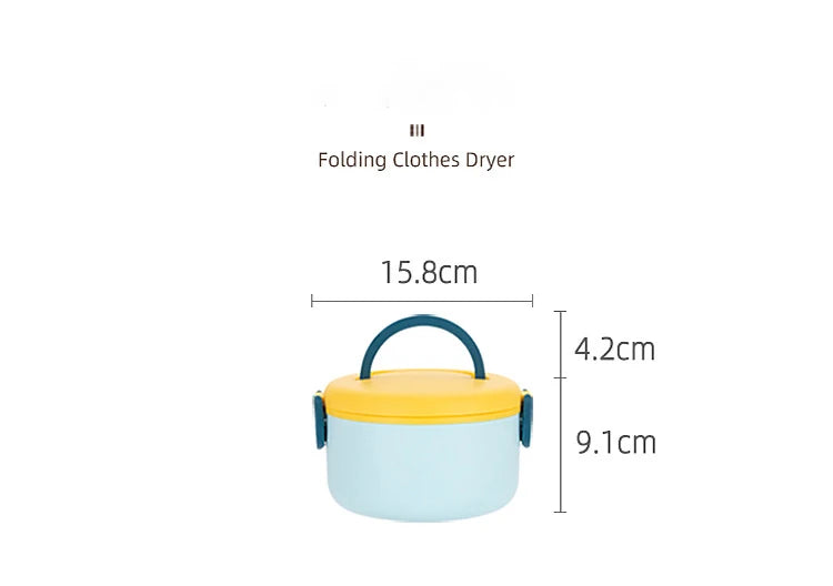 Cartoon Bento Box for Kids School Food Storage Container Microwavable Portable Picnic Basket Round Lunchbox with Handle