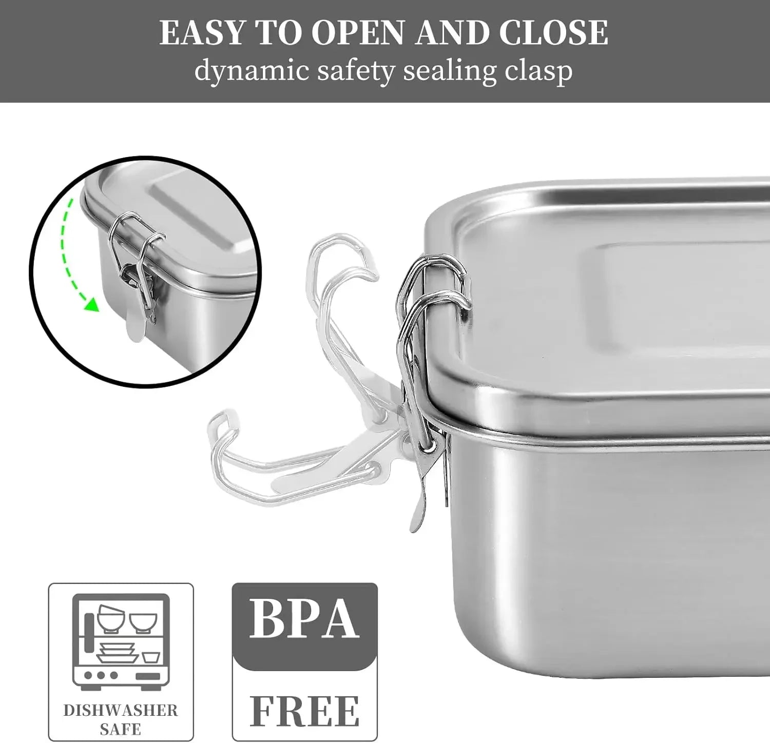 Bento Lunch Box adults, 304 Stainless Steel airtight lunchbox Food taper Meal Prep Containers,Packed lunch Bento Box BPA-free