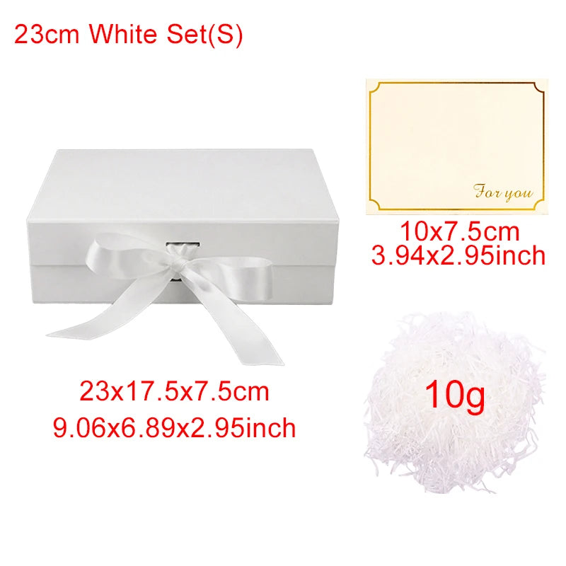 1 Set 23cm Luxury Ribbon Gift Box with Lafite Grass Bronzing Envelope Greeting Card Storage Party Wedding Souvenir Packaging ZYF