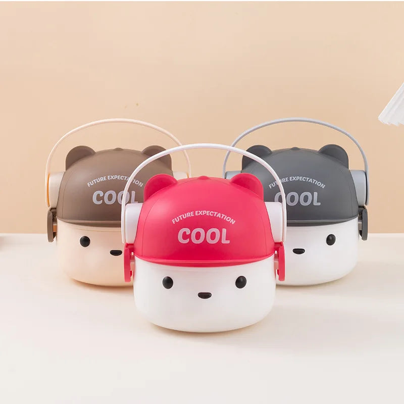 1000ml Cartoon Kids Bento Box For School Camping Students Cute Bear Lunch Box For Children Sandwich Fruit Food Storage Container