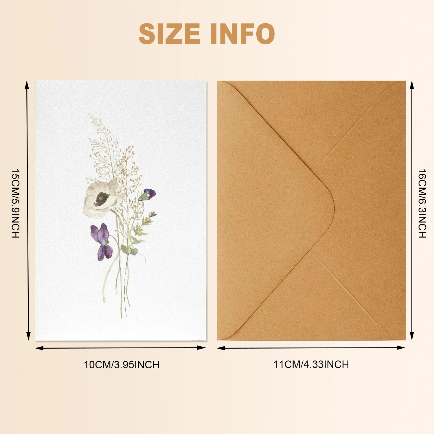 10 Pack Blank Greet Cards, Beautiful Watercolor Wildflower Blank Note Cards, Perfect Stationary Set For All Occasions