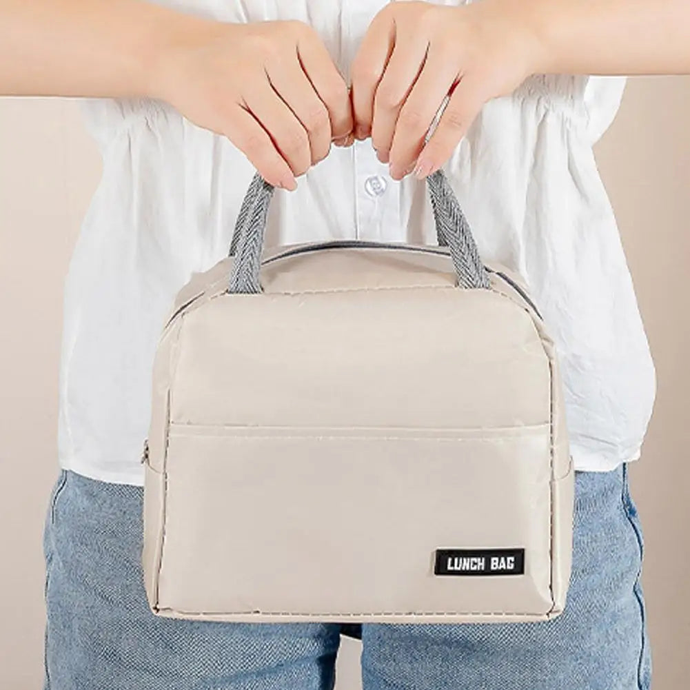 New portable lunch box bag solid color thickened thermal insulation bag insulated bento bag School work lunch bag with meal meal