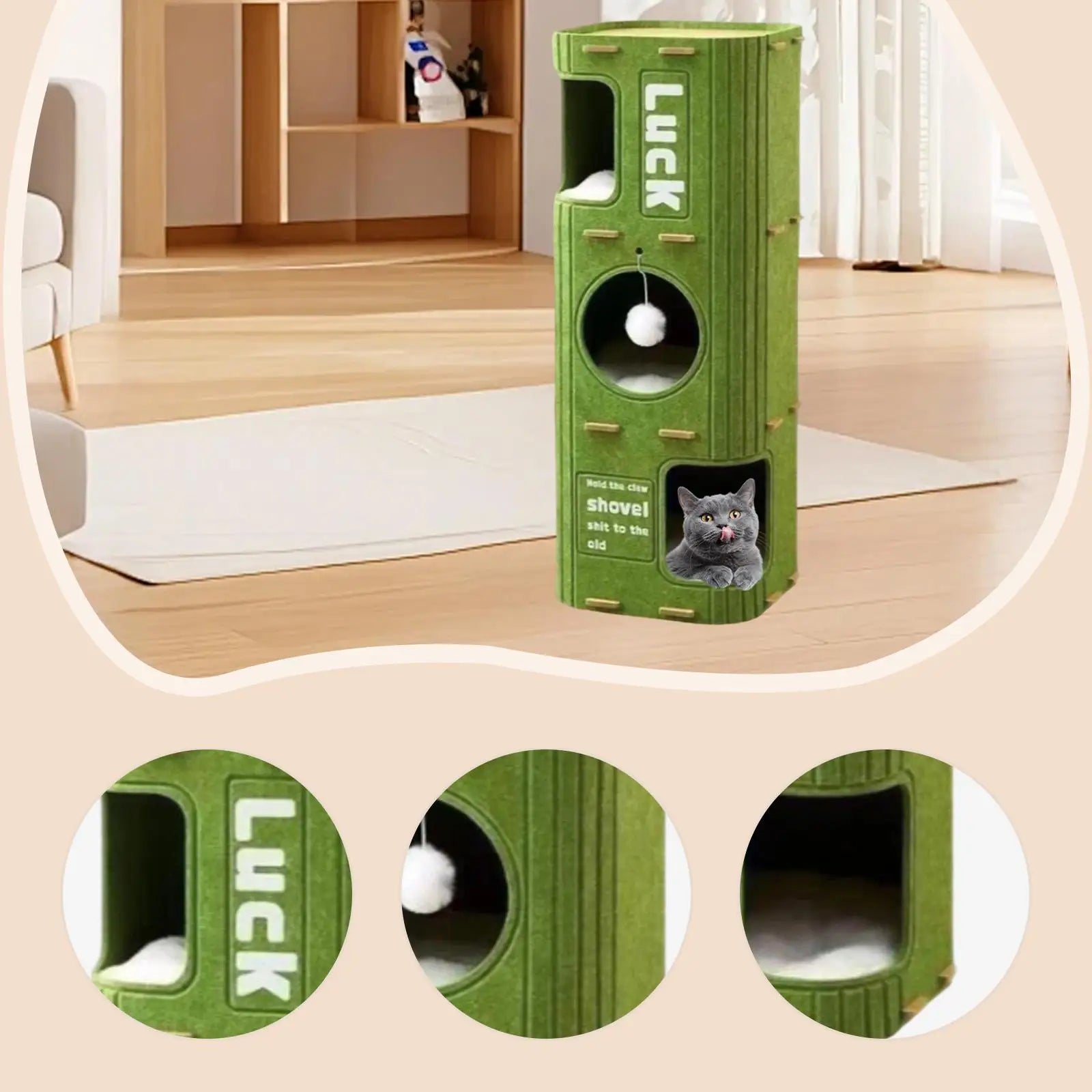 Felt Cat House Cat Tree Cute, Multipurpose, Playhouse for Indoor Cats Kittens, Play Rest Hide, Pet Supplies Hideaway