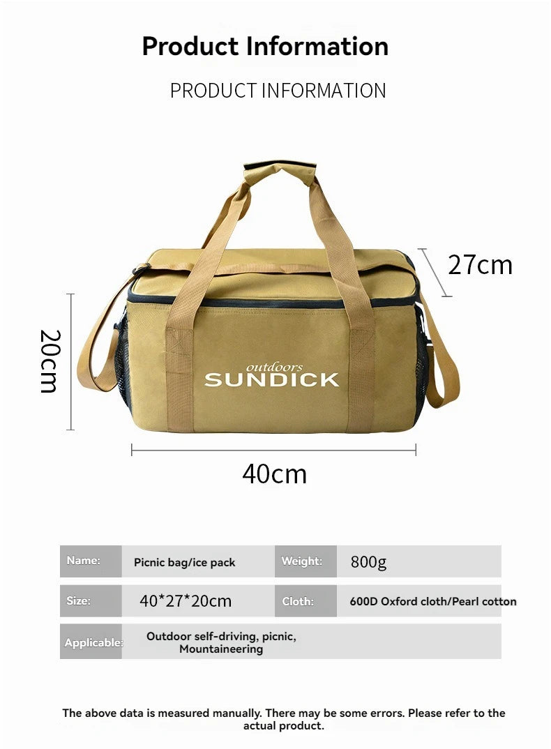 Outdoor cooking set - set of pots and gas tanks - shock-proof picnic bag - storage bag for camping utensils - ice bag - large ca