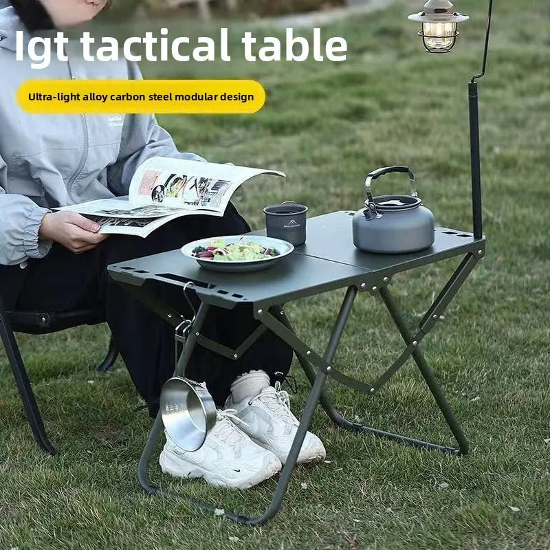 Outdoor folding table, easy to install, camping table, aluminum alloy, lightweight picnic table, portable storage,multi-function