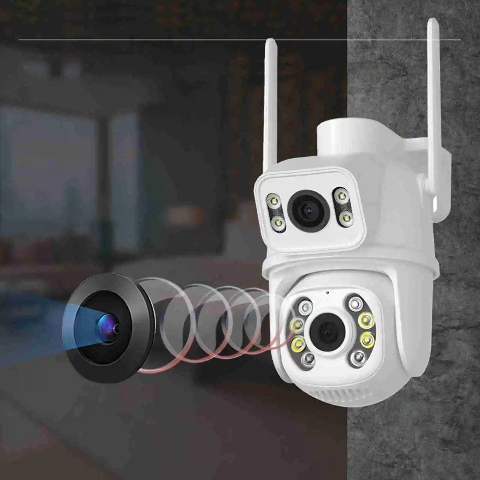 Security Camera WiFi Dual Lens 6MP Night Vision HD  Motion Detection for Home Outdoor