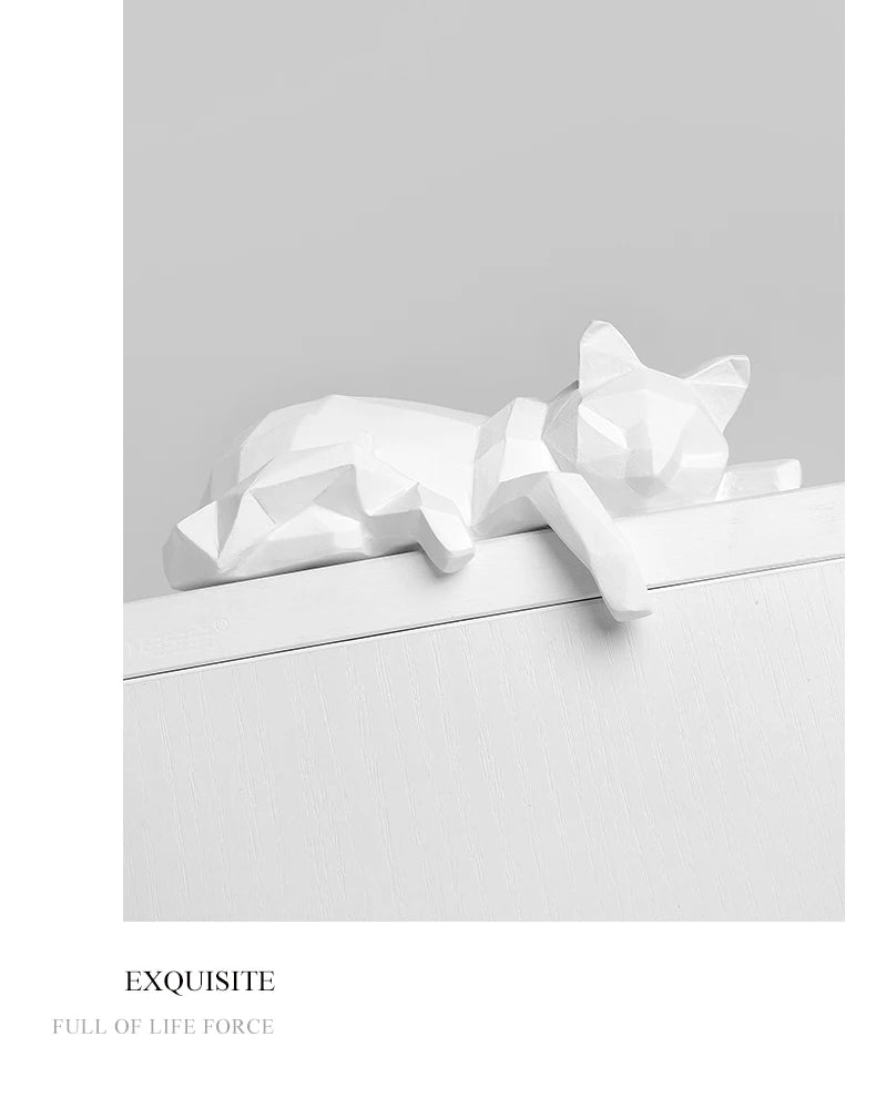 1 Set of Cat Sculptures, Geometric Faceted Animal Sculptures, Resin Crafts, Living Room Home Design Creative Ornaments, Lazy Cat Statue Ornaments