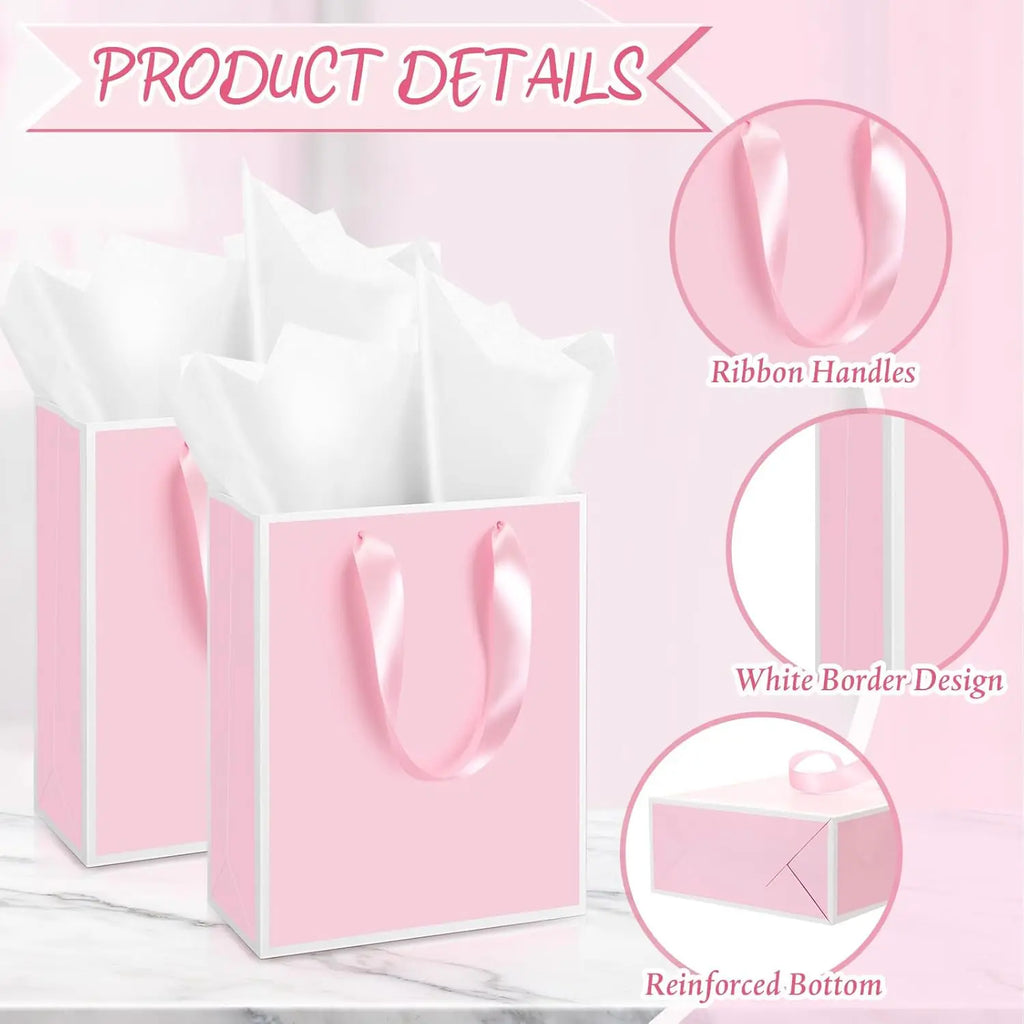 6/12 gift bags with handles, gold foil welcome gift bags, birthday, Christmas, wedding baby and bridesmaid gift bags