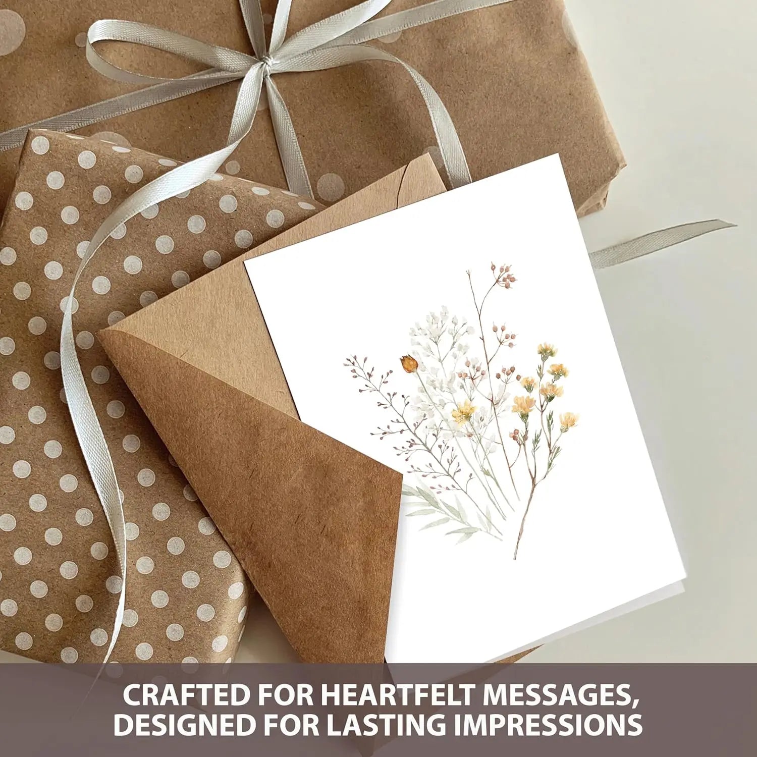 10 Pack Blank Greet Cards, Beautiful Watercolor Wildflower Blank Note Cards, Perfect Stationary Set For All Occasions