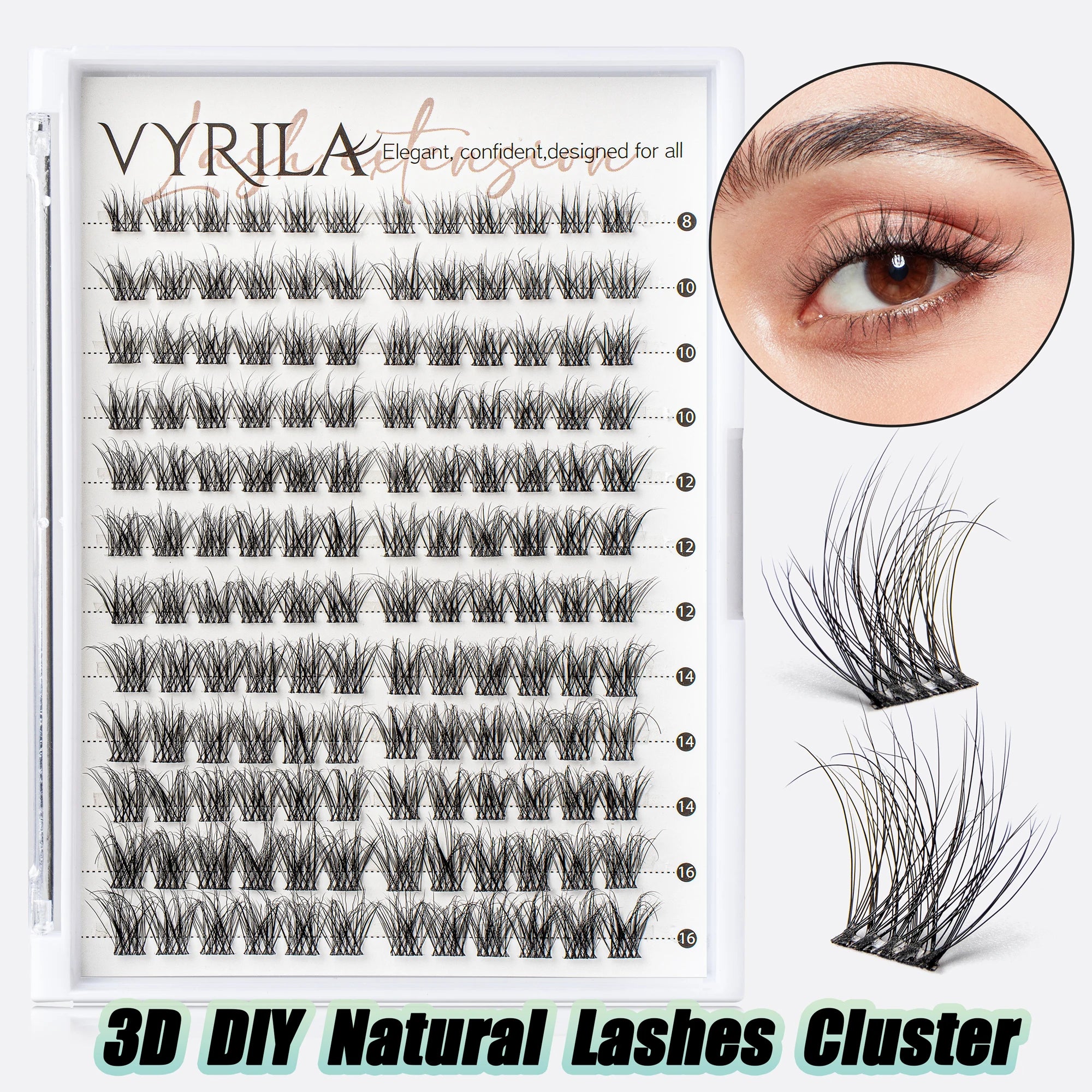 Individual Lashes Cluster C Curl Mix Lash Clusters 3D Wispy DIY Eyelash Extension 0.1mm Super Thin Band Resuable Natural Lashes