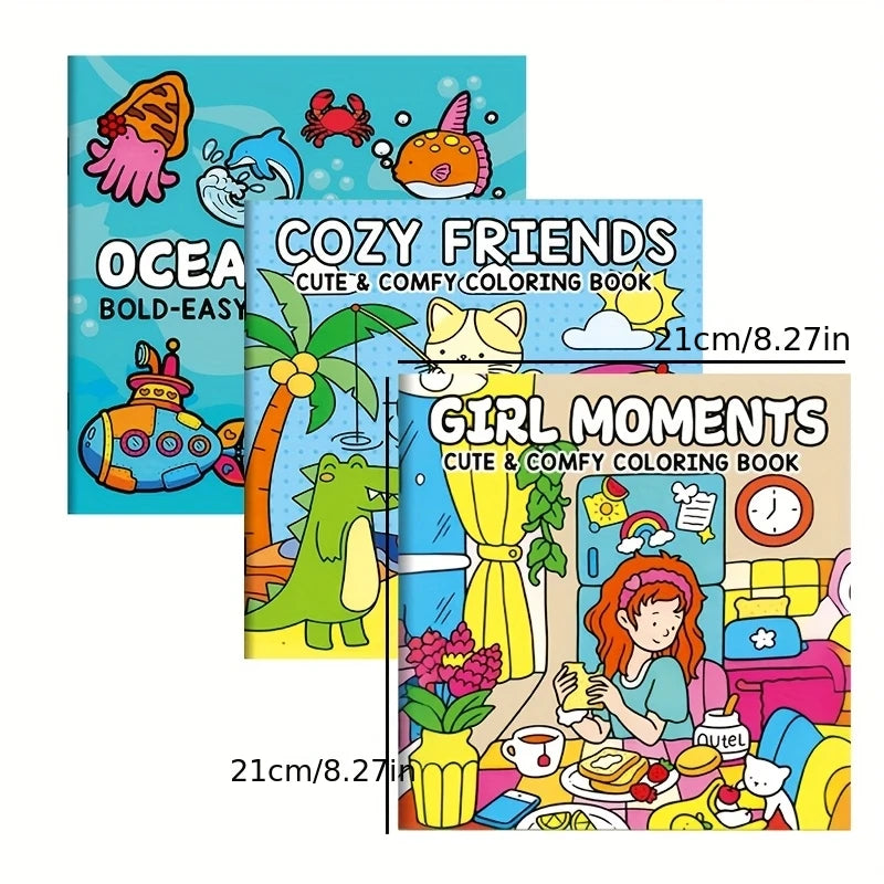 1 Book, 24-page Fun Coloring Book, Animal World, Girl's Time, Ocean Animal Theme, Children and Adult Drawing Picture Book
