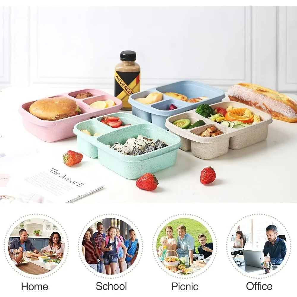 1 Bento Box Lunch Box for Kids and Adults Reusable Food Storage Container 3 Compartment Lunch Box for School Work and Travel