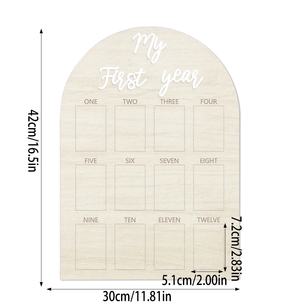 1p Babys First Year Photo Frame Photography Prop 12 Month Baby Growth Picture Milestone Board Baby Souvenir gift wooden Frame