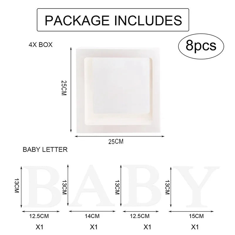 BABY Balloon Box Baby Shower Decoration Boy Girl One Year Frist One 1st Birthday Birthday Party Docor Kids Gender Reveal Decor