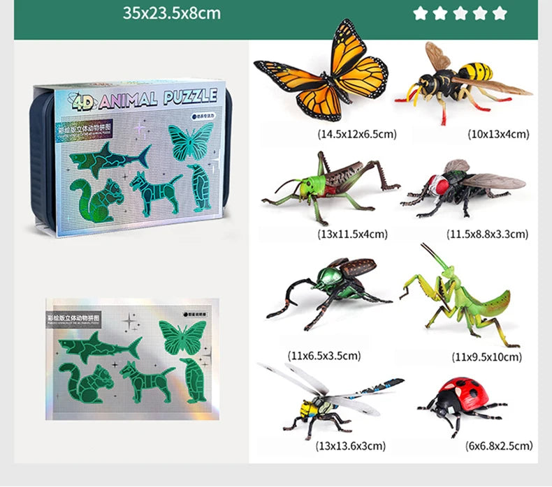 New DIY Assembled Simulated Insect & Animal Model - Children's Room Desktop Decoration Ornaments, Educational Toys & Kids' Gift