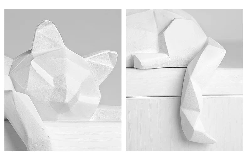 1 Set of Cat Sculptures, Geometric Faceted Animal Sculptures, Resin Crafts, Living Room Home Design Creative Ornaments, Lazy Cat Statue Ornaments