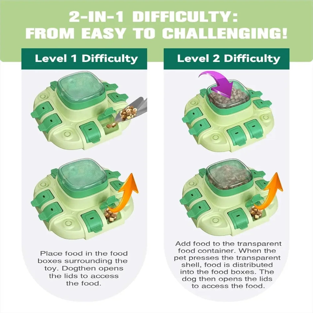 Dog educational toys, suitable for small/large dogs, slow feeder with button, 2 in 1, eliminates boredom, hidden food dog bowl