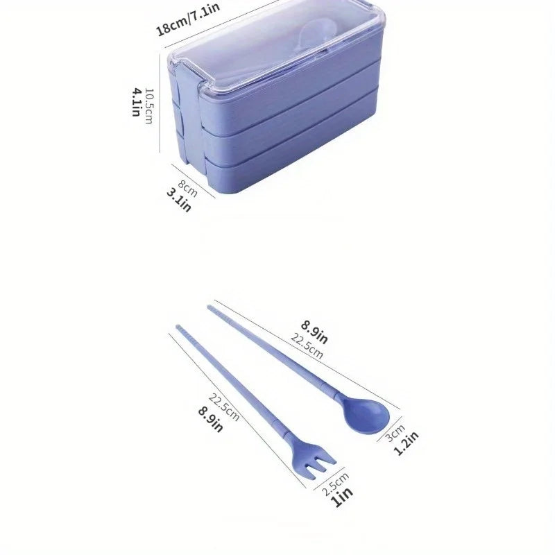 Three Layer Bento Box with Detachable Spoon and Fork, Suitable for Workers and Students, Lunch Box for The Back of School Season
