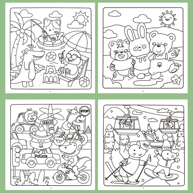 1 Book, 24-page Fun Coloring Book, Animal World, Girl's Time, Ocean Animal Theme, Children and Adult Drawing Picture Book