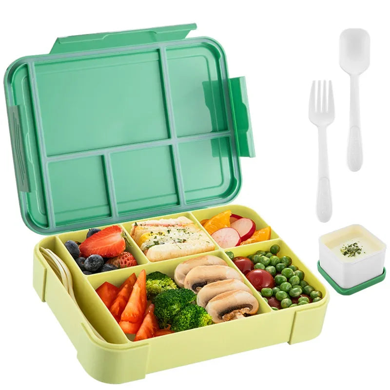 1PC Blue 1330ML Food Grade Sealed Bento Box for Children and Students, for Adults/Kids/Toddler with Tableware Sauce Lunch Box