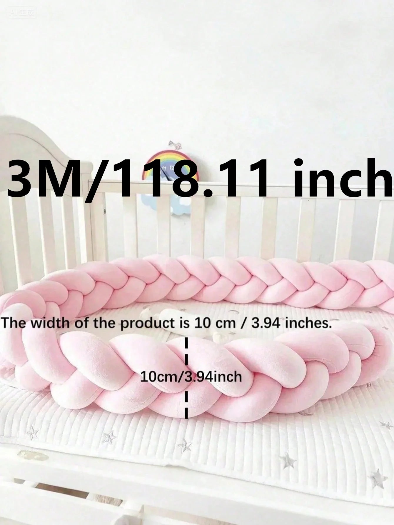 Baby Crib Protector Bed Braid Knot Cushion for Infant Kids 3 Shares Toddler Baby Bed Bumpers In The Crib Newborn 1M/2M/3M/4M