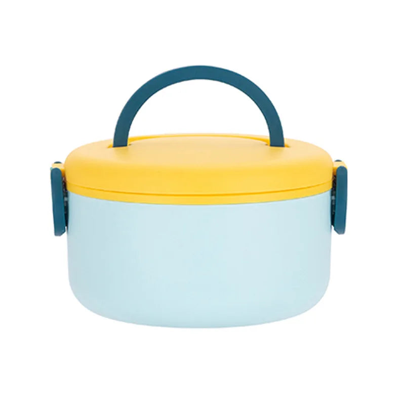 Cartoon Bento Box for Kids School Food Storage Container Microwavable Portable Picnic Basket Round Lunchbox with Handle