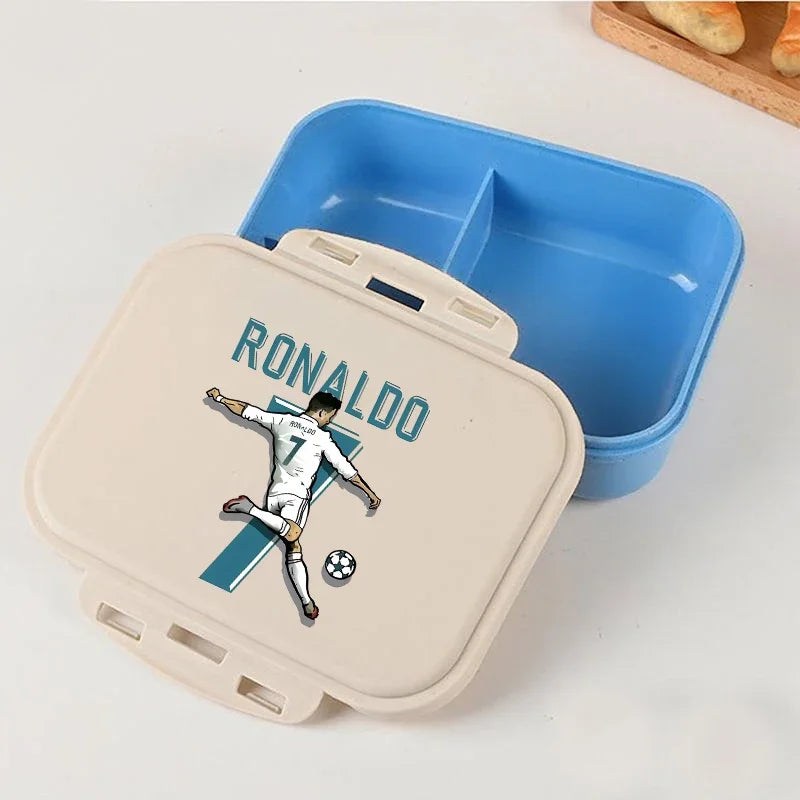 Football Star Ronaldos Bento Lunch Box Kawaii Portable Bento Boxs Student Hermetic Food Crisper Single Layer Capacity Kids Gift