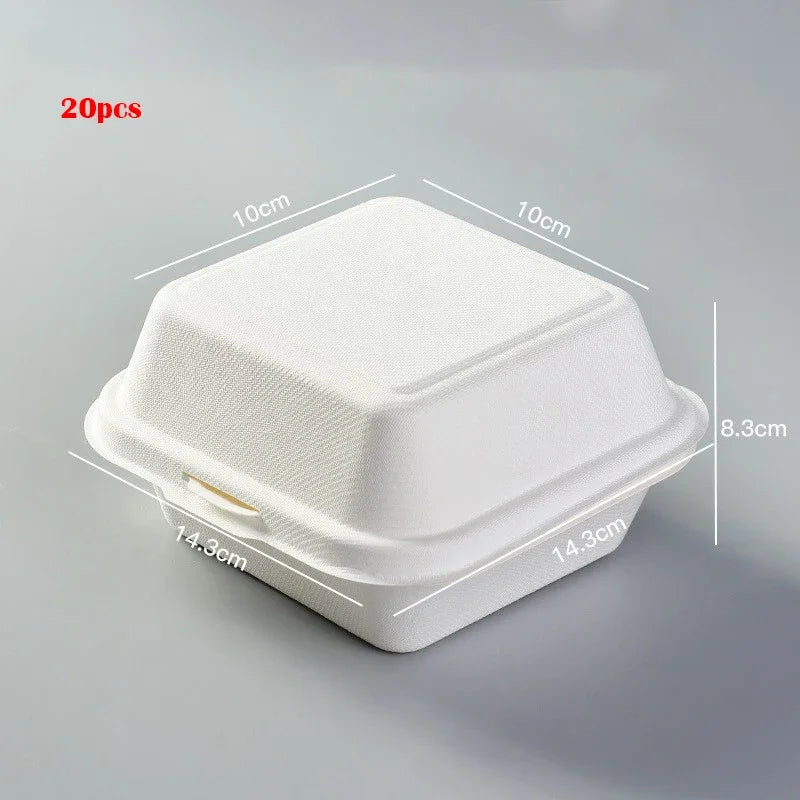 10/20pcs Disposable Bento Food Containers Biodegradable Baking Dessert Cake Bowl Burger Snack Boxes Microwavable Office Lunchbox