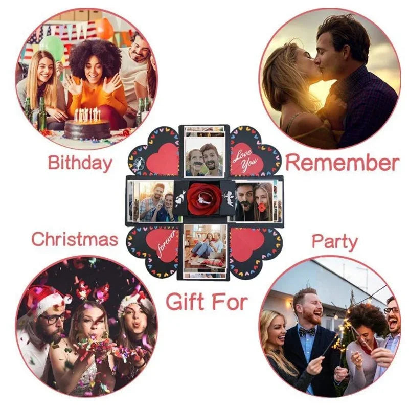 1Set Explosion Photo Album Gift Box Storage Box Valentine's Day Surprise Gift Box Romantic Couple Creative Gift