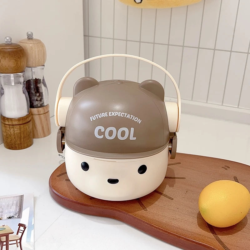 1000ml Cartoon Kids Bento Box For School Camping Students Cute Bear Lunch Box For Children Sandwich Fruit Food Storage Container