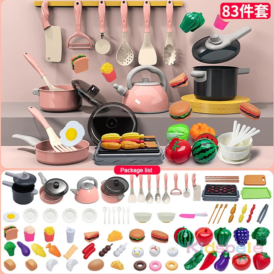 Large Kids Play Kitchen Set – Pretend Cooking Toys with Pots, Utensils, Stove & Food Accessories for Role Play