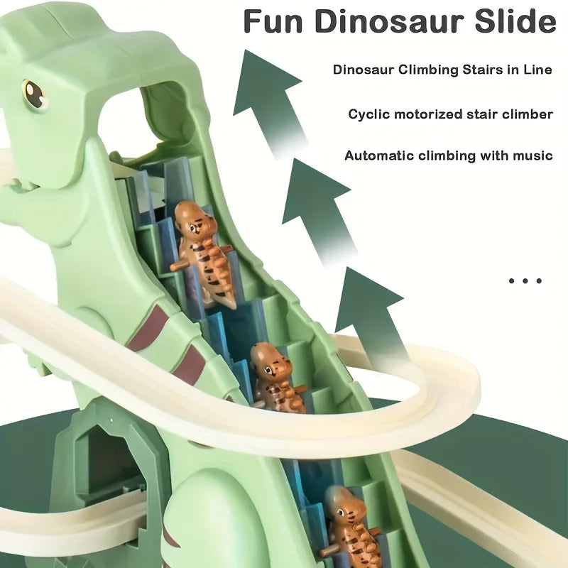 Kids Electric Dinosaur Race Track Toy Set | Fun Assembly Sliding Rail Car Game with Light & Sound | STEM Educational Gifts