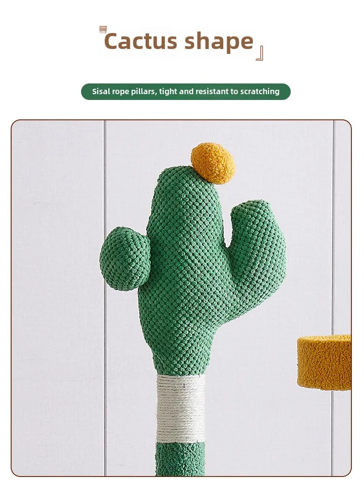 Cactus Cat Tree,Large Multi-Level Cats Climbing Tower, Scratching Post, Cozy Pet Bed