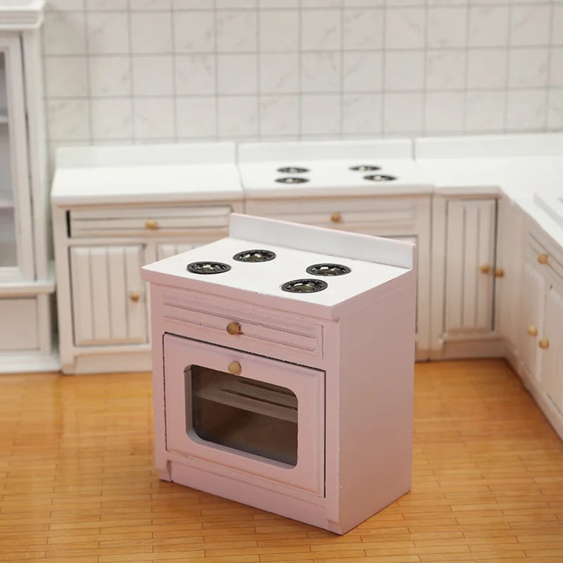 Dollhouse Mini Cooking Table Sink Counter Set Cabinets Combination 1:12 Miniature Kitchen Miniature Models Home Decor Figurines